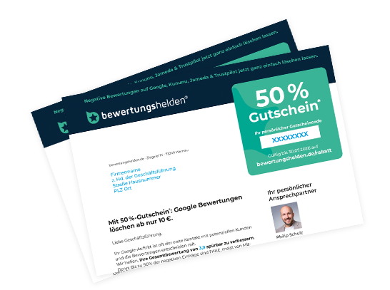 Bewertungshelden Gutschein 50 Prozent